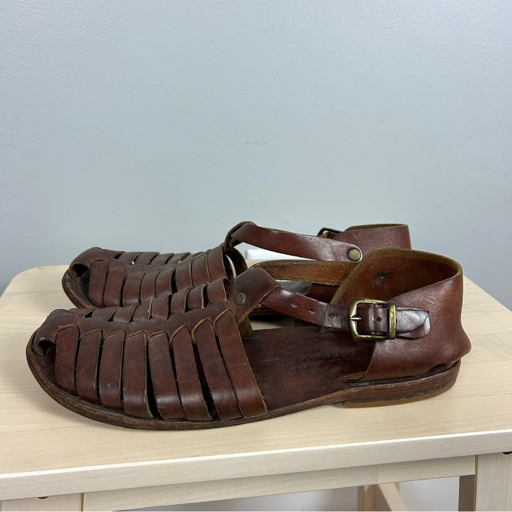 ALTIN Handmade Leather Fisherman Sandals Brown Men's 11.5 Brown Beach Coastal